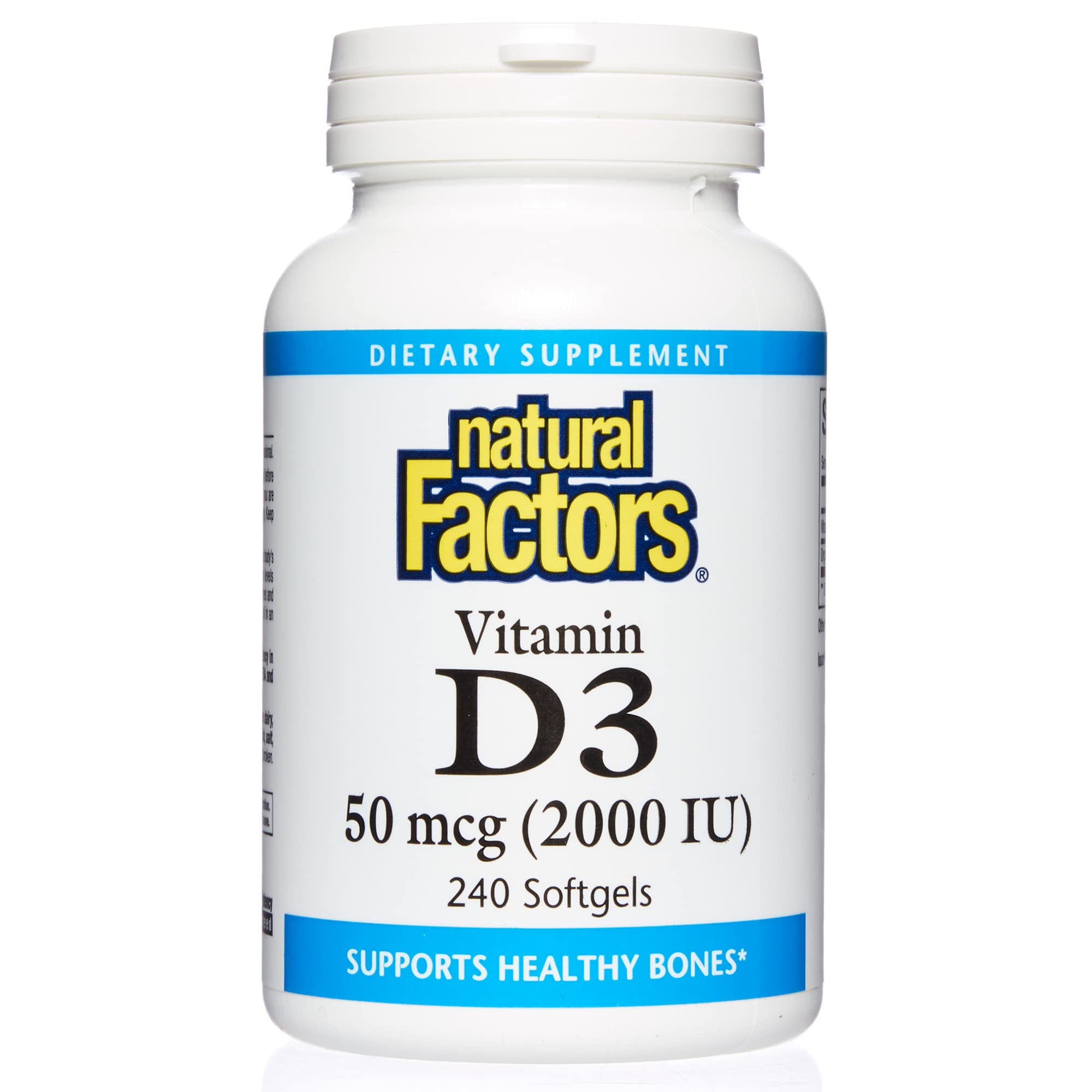 Book Cover Natural Factors - Vitamin D3 2000 IU, Supports Healthy Bones, 240 Soft Gels