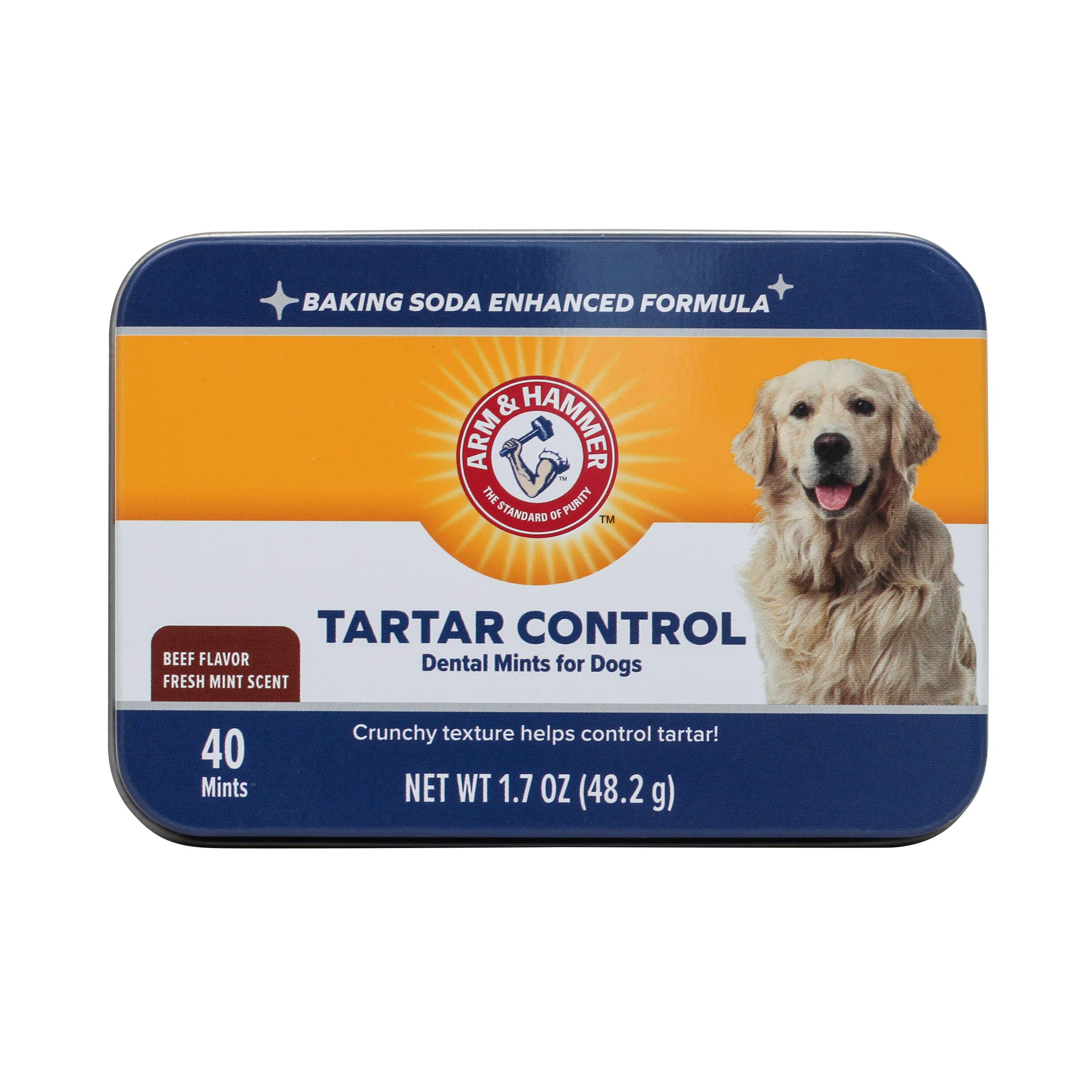 Book Cover Arm & Hammer for Pets Tartar Control Dental Mints for Dogs | Dog Dental Mints Help Reduce Plaque & Tartar Buildup Without Brushing | Beef Flavor, 40 Count