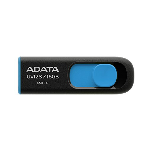 Book Cover ADATA UV128 16GB USB 3.0 Retractable Capless Flash Drive, Blue (AUV128-16G-RBE)