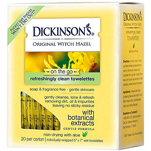 Book Cover Dickinson's Witch Hazel Formula Towelettes with Aloe - 20 Ea ( Pack of 6) by Dickinson's