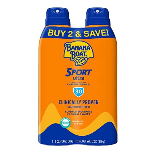 Book Cover Banana Boat Sport Ultra SPF 30 Sunscreen Spray | Banana Boat Sunscreen Spray SPF 30, Spray On Sunscreen, Water Resistant Sunscreen, Oxybenzone Free Sunscreen Pack SPF 30, 6oz each Twin Pack