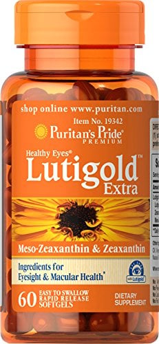Book Cover Puritan's Pride Healthy Eyes Lutigold Extra - 60 Soft Gels - Lutein with Meso-zeaxanthin and Zeaxanthin
