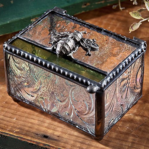 Book Cover Decorative Bumble Bee Iridized Glass Keepsake/storage/jewelry Box Great for Trinkets and Memories Hinged 3