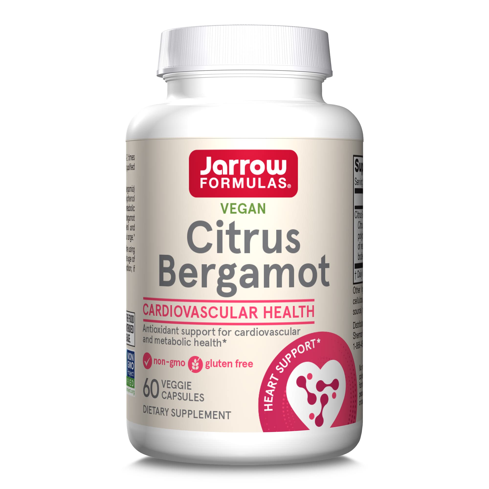 Book Cover Jarrow Formulas Citrus Bergamot 500 mg - 60 Servings (Veggie Caps) - Antioxidant Support for Cardiovascular & Metabolic Health - Dietary Supplement - Gluten Free - Use with Jarrow Formulas QH-Absorb 60.0 Servings (Pack of 1)