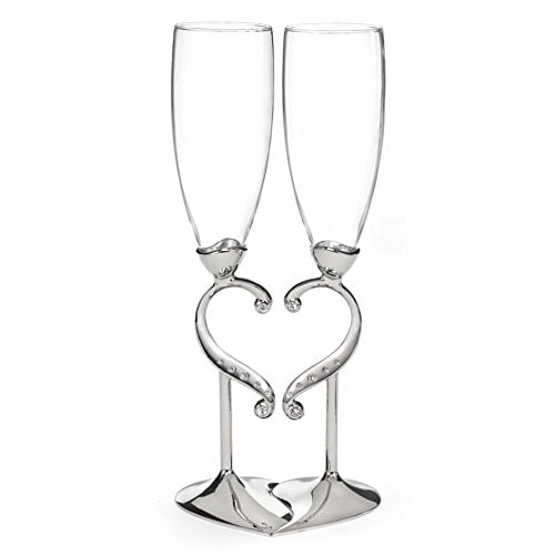 Book Cover Hortense B. Hewitt Wedding and Anniversary Linked Love Champagne Toasting Flutes Glasses, Set of 2