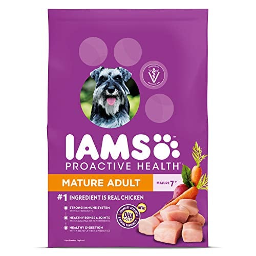 Book Cover IAMS PROACTIVE HEALTH Mature Adult Dry Dog Food for Senior Dogs with Real Chicken, 15 lb. Bag