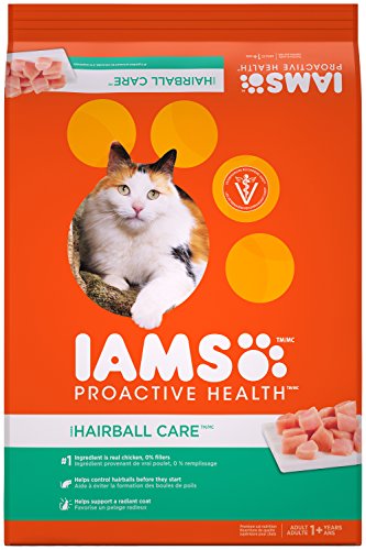 Book Cover Iams Proactive Health Adult Hairball Care Dry Cat Food With Chicken And Salmon, 16 Lb. Bag