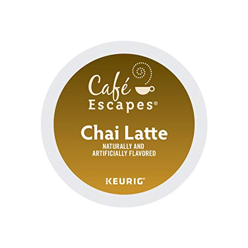 Book Cover Cafe Escapes, Chai Latte Tea Beverage, Single-Serve Keurig K-Cup Pods, 72 Count (3 Boxes of 24 Pods)