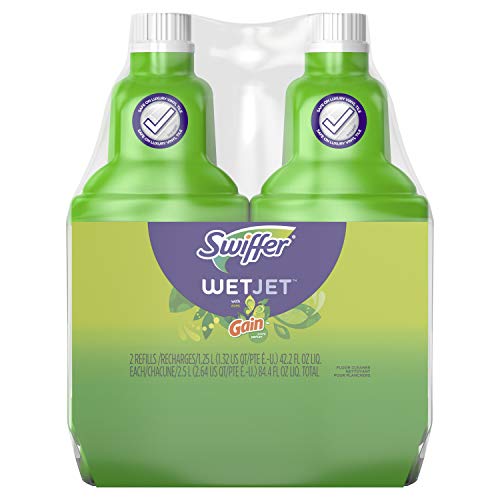 Book Cover Swiffer WetJet Multi-Purpose and Hardwood Liquid Floor Cleaner Solution Refill, with Gain Scent (2 count, 42.2 fl oz each)