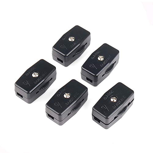 Book Cover URBEST® 5Pcs Black AC 125V 3A Compact Thumbwheel Actuator Lamp Inline Switch