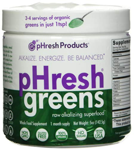 Book Cover pHresh greens Raw Alkalizing Superfood Greens Powder - 1 Month Supply | Gluten-Free | Natural Enzymes | Raw Nutrients | Approved for Intermittent Fasting and Keto Diets | 5 ounces
