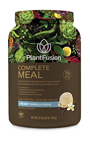 Book Cover PlantFusion Complete Meal Replacement Shake - Plant Based Protein Powder with Superfoods, Greens & Probiotics - Vegan, Gluten Free, Soy Free, Non-Dairy, No Sugar, Non-GMO - Vanilla 2 lb