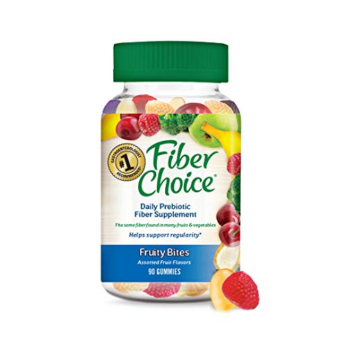 Book Cover Fiber Choice Fruity Bites Daily Fiber Gummies, #1 Gastroenterologist Recommendedâ±¡, Helps Support Regularity*, Prebiotic Fiber Helps Support Immune Function*, Gelatin Free, 90 Count Assorted Fruit