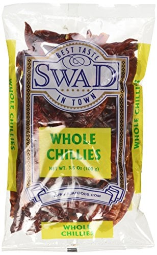 Book Cover Swad Whole Red Dried Chillies 3.5oz., 100 Grams/ Indian Groceries by Swad