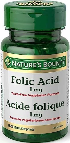 Book Cover Nature's Bounty Folic Acid 1 mg 150 Tablets (Packaging May Vary)