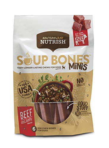 Book Cover Rachael Ray Nutrish Soup Bones Minis Dog Treats, Real Beef & Barley Flavor, 6 Bones, 4.2 Oz. Bag (Pack Of 8)