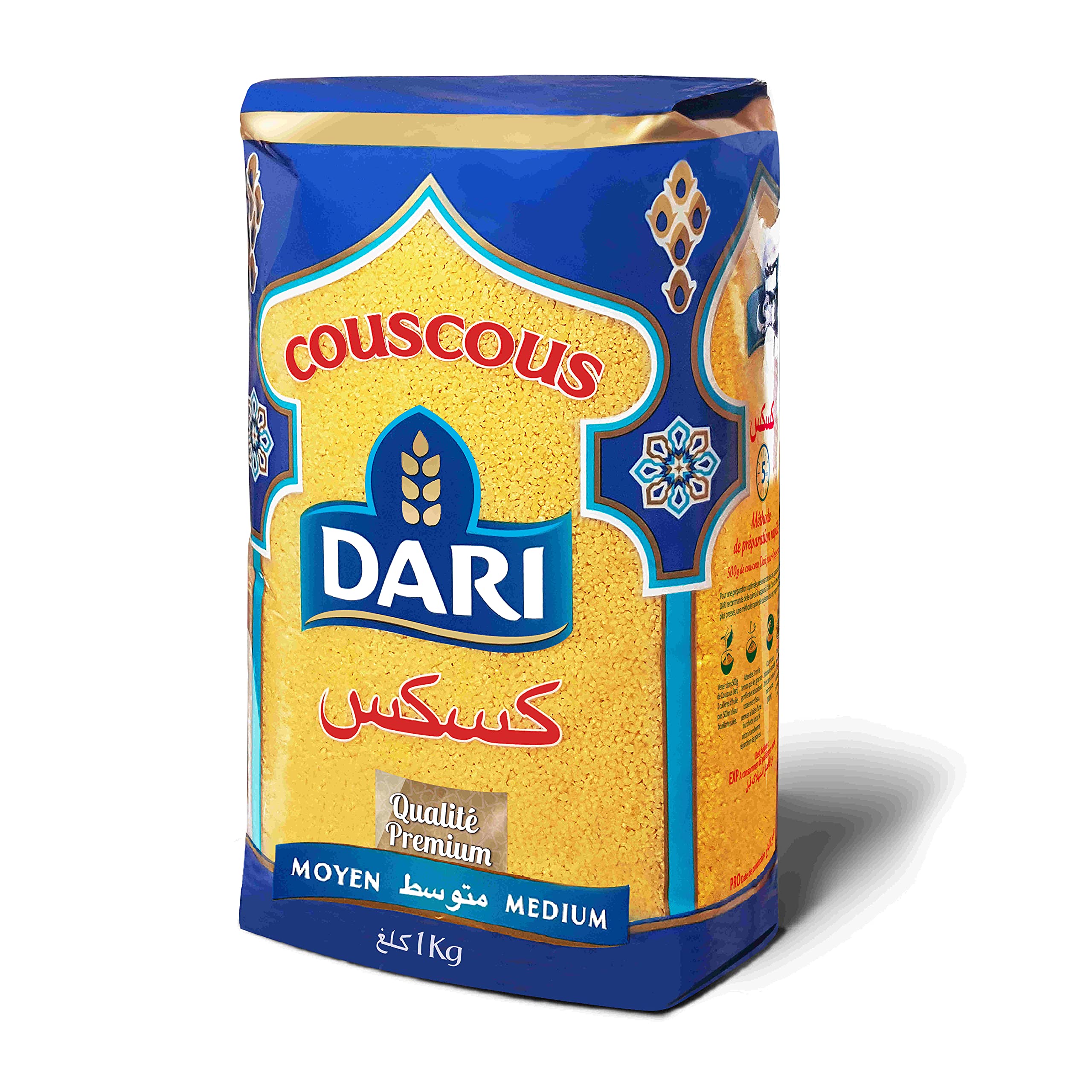 Book Cover Dari Moroccan Couscous 1kg, 2.2lb (Medium, 1 Pack)