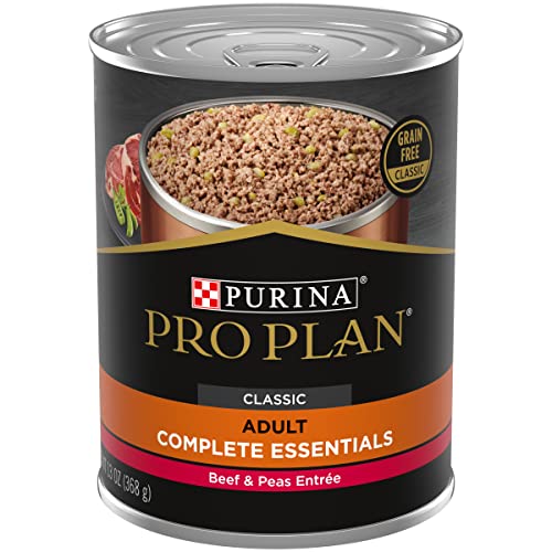 Book Cover Purina Pro Plan High Protein Dog Food Wet Pate, Grain Free Beef and Peas Entree - (12) 13 oz. Cans