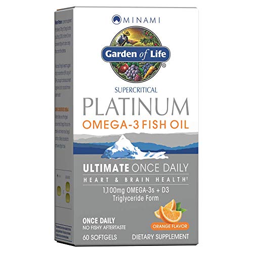 Book Cover Garden of Life Minami Supercritical Platinum Omega 3 Fish Oil Supplement - Orange, Ultimate Once Daily for Heart & Brain Health, 1100Mg Omega-3S, 1,000 Iu Vitamin D3, 60 Softgels