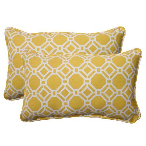 Book Cover Pillow Perfect Outdoor Rossmere Corded Rectangular Throw Pillow, Yellow, Set of 2