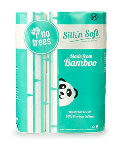 Book Cover Silk'n Soft Bamboo Toilet Paper - Tree-Free Environment Safe Biodegradable Septic-Safe Fragrance Free Strong Dependable Panda Friendly Absorbent Bathroom Tissue 3-Ply - (12 Rolls)