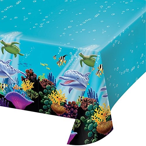 Book Cover Creative Converting 725325 Ocean Party Plastic Table Cover, 54