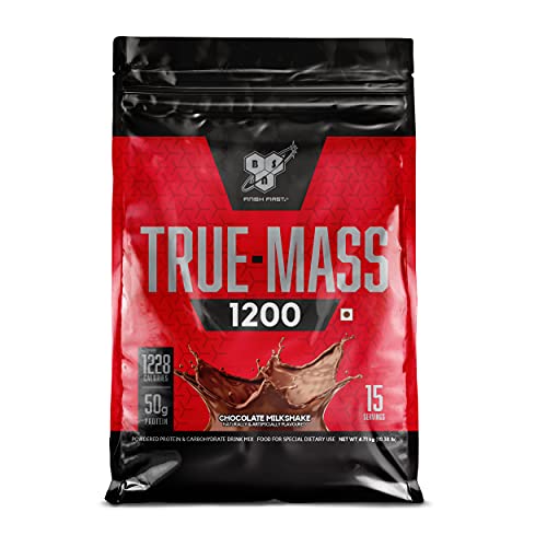 Book Cover BSN TRUE-MASS Weight Gainer, Muscle Mass Gainer Protein Powder, Chocolate Milkshake, 10.38 Pound