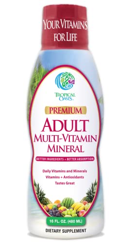 Book Cover Tropical Oasis Adult Liquid Multivitamin -Liquid Multi-Vitamin and Mineral Supplement with 125 Total Nutrients Including; 85 Vitamins & Minerals, 23 Amino Acids, and 18 Herbs - 16 fl oz, 32 serv
