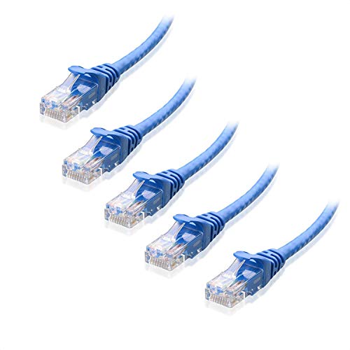 Book Cover Cable Matters 5-Pack Snagless Short Cat 6 Ethernet Cable 3 ft (Cat 6 Cable, Cat6 Cable, Internet Cable, Network Cable) in Blue