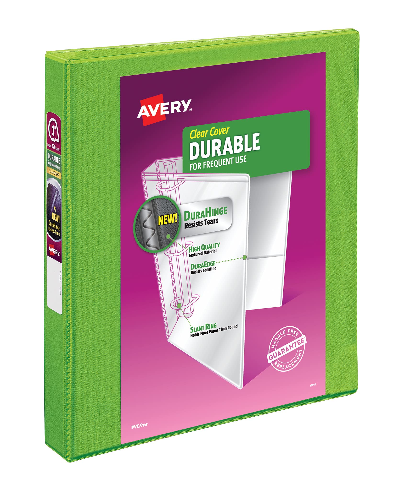 Book Cover Avery Durable View 3 Ring Binder, 1 Inch Slant Rings, 1 Green Binder (17832) Green 1