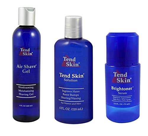 Book Cover Tend Skin Women's Shaving Kit for Razor Bumps, Ingrown Hair, Dark Spots - Complete Skin Care Solution with Air Shave Gel, Post Shave Solution, Brightoner Serum