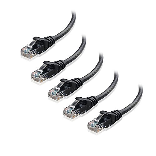 Book Cover Cable Matters 5-Pack Snagless Cat6 Ethernet Cable (Cat6 Cable, Cat 6 Cable) in Black 1 Foot