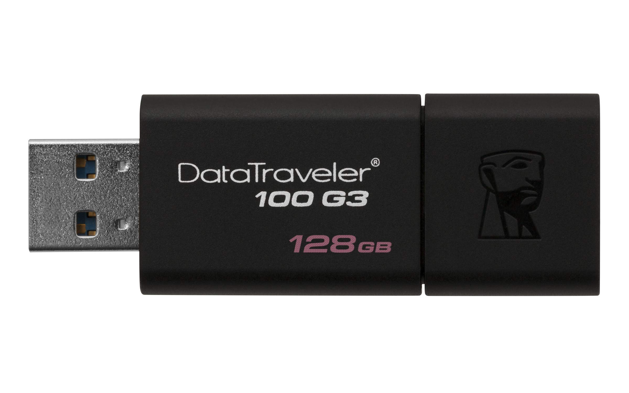 Book Cover Kingston 128GB DataTraveler 100 G3 USB 3.0 100MB/s Read, 10MB/s Write (DT100G3/128GB) 128 GB Single