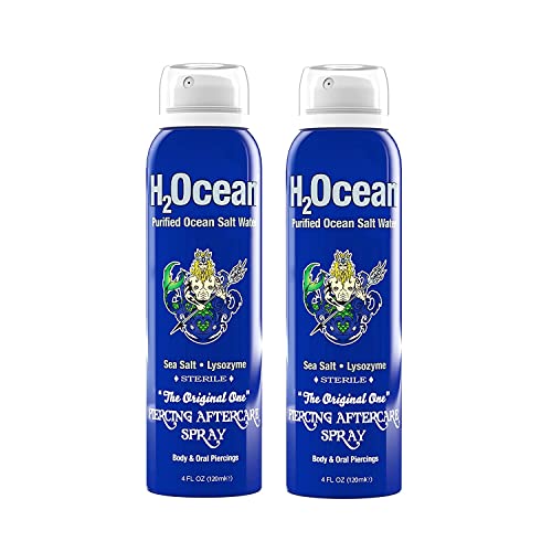Book Cover H2Ocean Piercing Aftercare Spray, 4 Fluid Ounce Set of 2 Total 8 Fluid Ounce