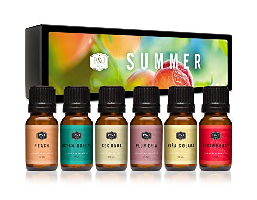 Book Cover Summer Set of 6 Premium Grade Fragrance Oils Peach, Strawberry, Plumeria, Coconut, Pineapple, Awapuhi & Seaberry 10ml