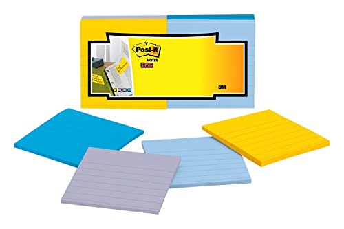 Book Cover Post-it Super Sticky Full Adhesive Notes, 2x Sticking Power, 3 in x 3 in, New York Collection, Lined, 25 Sheets/Pad, 12 Pads/Pack (F330-12SSAL)