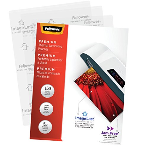 Book Cover Fellowes Thermal Laminating Pouches, ImageLast, Jam Free, Letter Size, 5 Mil, 150 Pack (5204007)