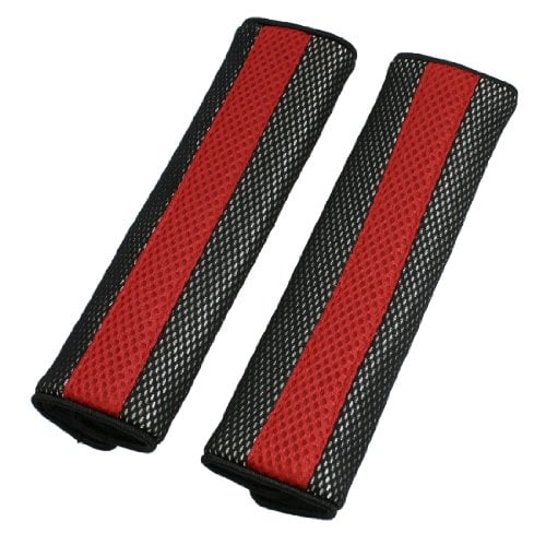 Book Cover sourcing map Motor Detachable Fastener Red Black Seatbelt Cover Pad Pair