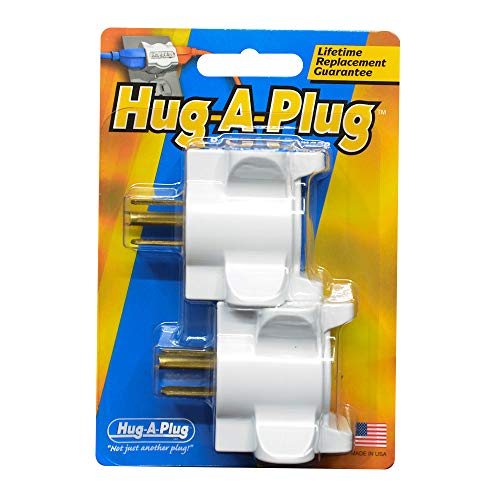 Book Cover Hug-A-Plug Grounded Right Angle Adapter Plug - Twin Pack White