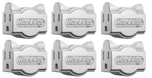 Book Cover Hug-A-Plug Dual Outlet Wall Adapter, 6 Pack White