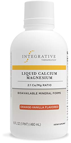 Book Cover Integrative Therapeutics - Liquid Calcium Magnesium (2:1) - Bioavailable Mineral Forms - Orange Vanilla Flavored - 16 fl oz