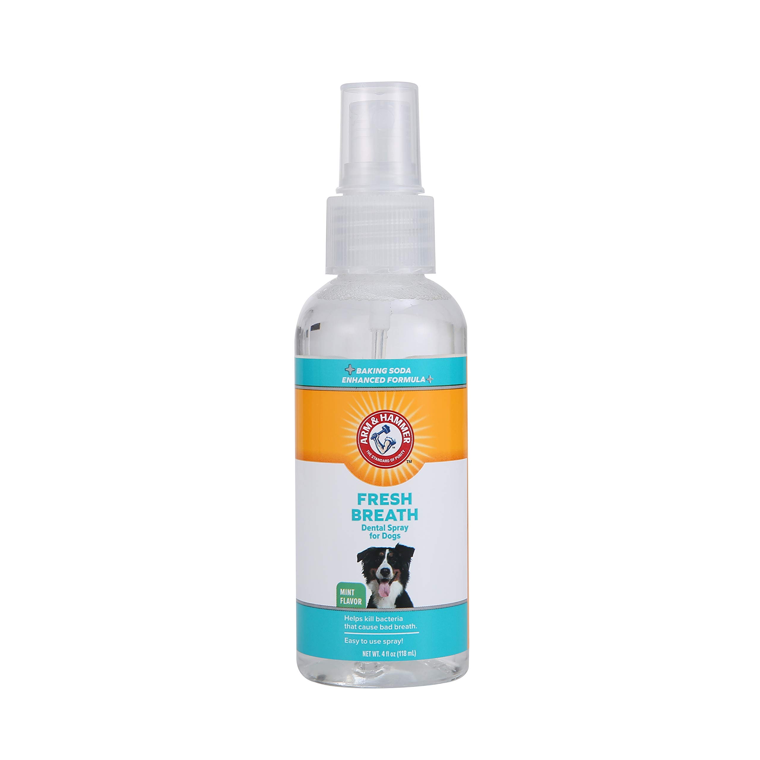 Book Cover Arm & Hammer for Pets Fresh Breath Dental Spray for Dogs | Reduce Plaque & Tartar Buildup Without Brushing, 4 Ounces, Mint Flavor | Dog Teeth Cleaning Spray, Arm and Hammer Dog Dental Care