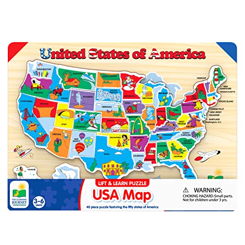 Book Cover The Learning Journey Lift & Learn Puzzle - USA Map Puzzle for Kids - Preschool Toys & Gifts for Boys & Girls Ages 3 and Up - United States Puzzle for Kids - Award Winning Toys