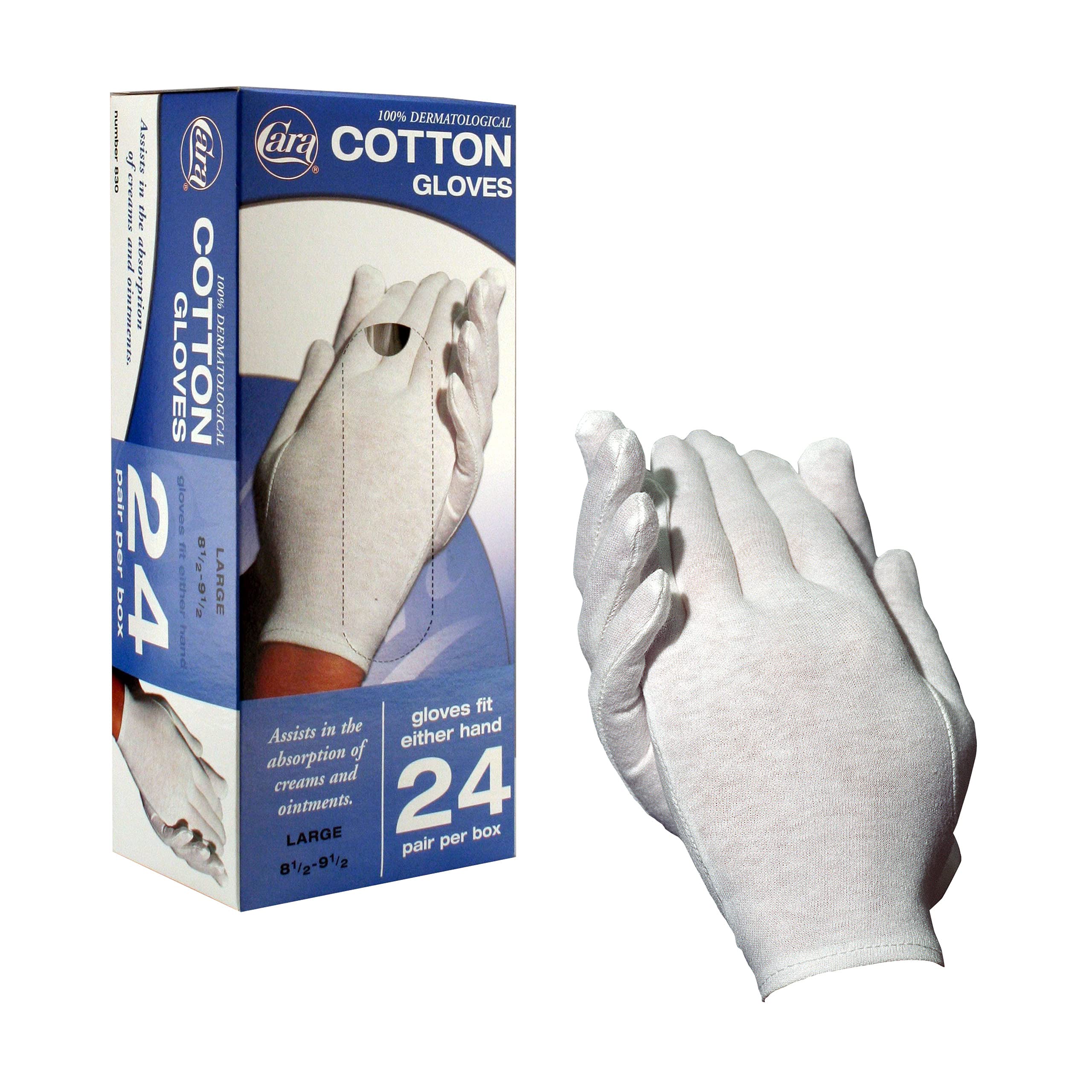 Book Cover CARA Moisturizing Eczema Cotton Gloves, Large, 24 Pair Large (24 Pair)