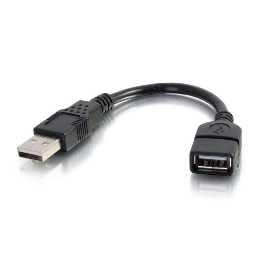 Book Cover C2G USB Short Extension Cable, USB Cable, USB A to A Cable, Black, 6 Inches, Cables to Go 52119