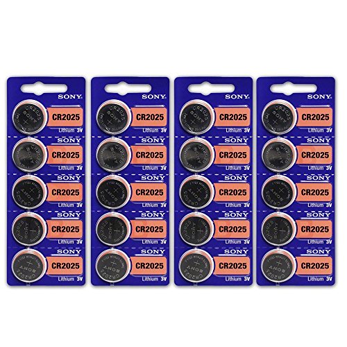 Book Cover Sony CR2025 3 Volt Lithium Manganese Dioxide Batteries, Genuine Sony Blister Packaging (20 Pieces)