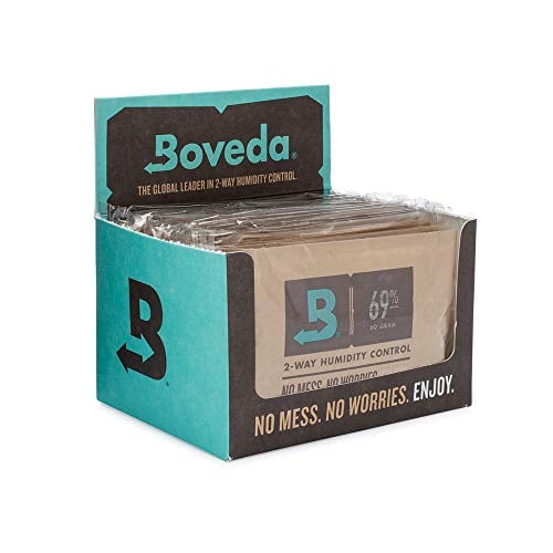 Book Cover Boveda for Cigars/Tobacco | 69% RH 2-Way Humidity Control | Size 60 for Use with Every 25 Cigars a Humidor Can Hold | Patented Technology for Cigar Humidors | 12-Count Retail Carton
