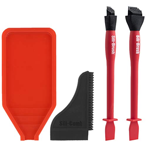 Book Cover The Complete Silicone Glue Kit Wood Glue Up 4Piece Kit 2 Pack of Silicone Brushes 1 Tray 1 Comb Woodworking Glue Spreader Applicator Set