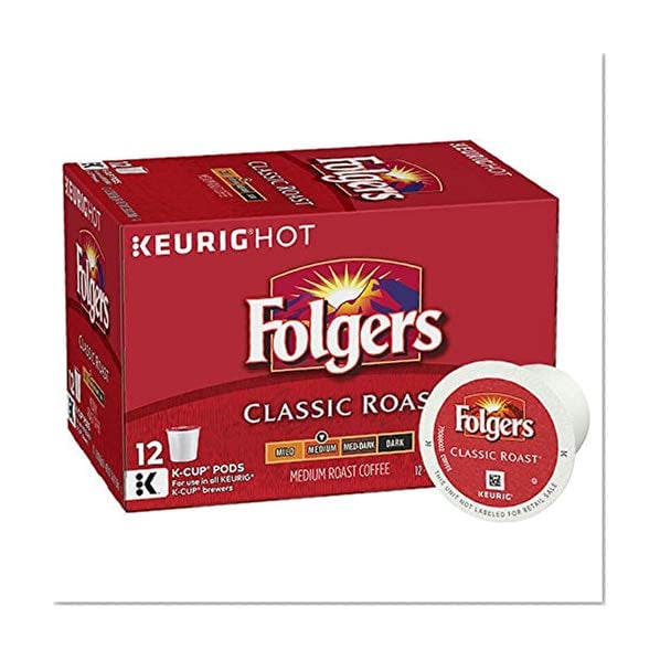 Book Cover Folgers Classic Roast, Medium Roast Coffee, K-Cup Pods for Keurig K-Cup Brewers, 12-Count (Pack of 6)