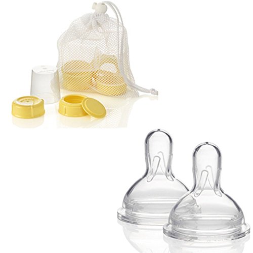 Book Cover Medela Breastmilk Bottle Spare Parts WITH Three Medium-Flow Wide Base Nipples